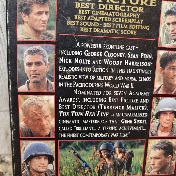 The Thin Red Line VHS 2000 Sean Penn George Clooney Woody Harrelson Nick Nolte - Picture 8 of 9